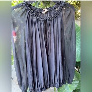 Ramy brook silk ginger top sheer long sleeve blouse